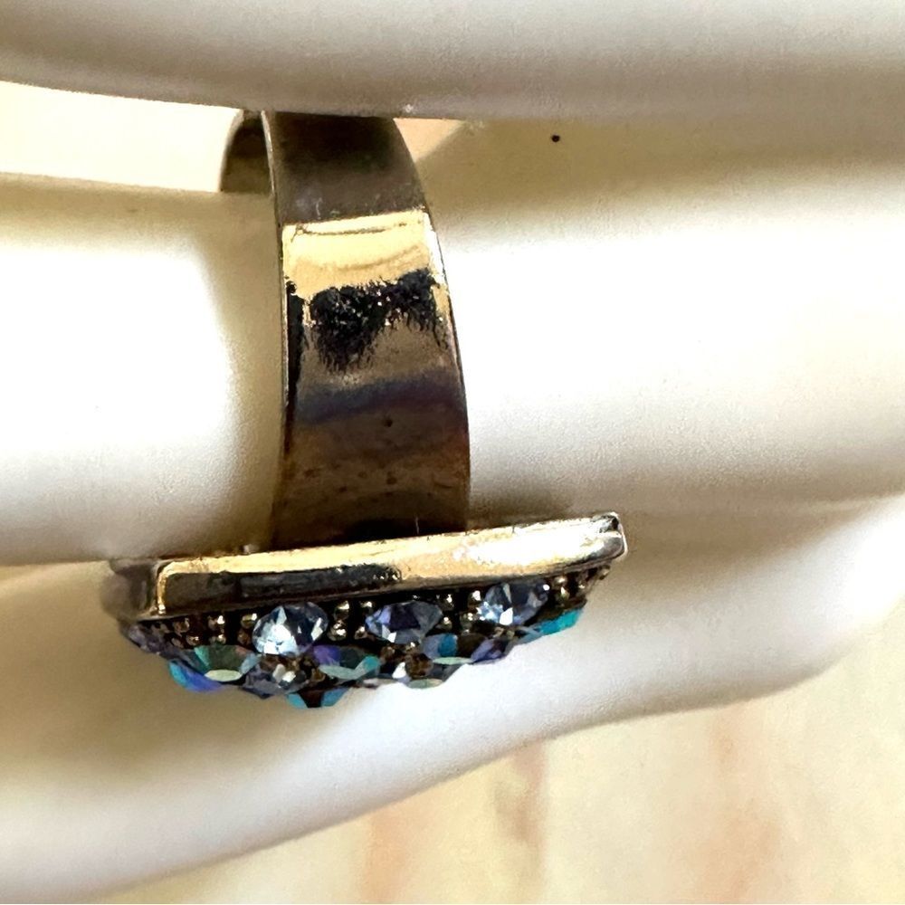 Silver Tone Rhinestone Square Adjustable Ring - image 3